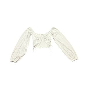 Boutique white long sleeve bustier crop top